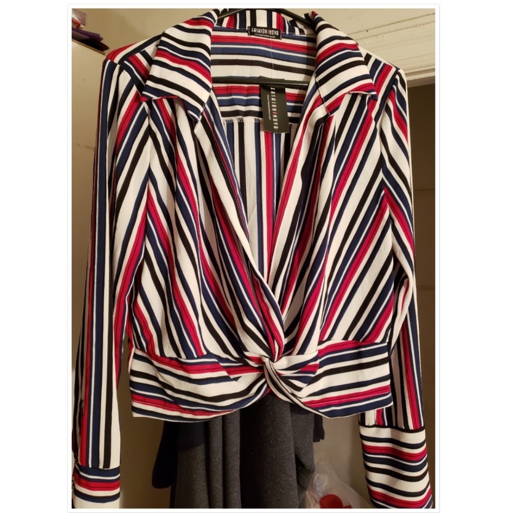 Fashion Nova Red, White, & Blue Striped Top